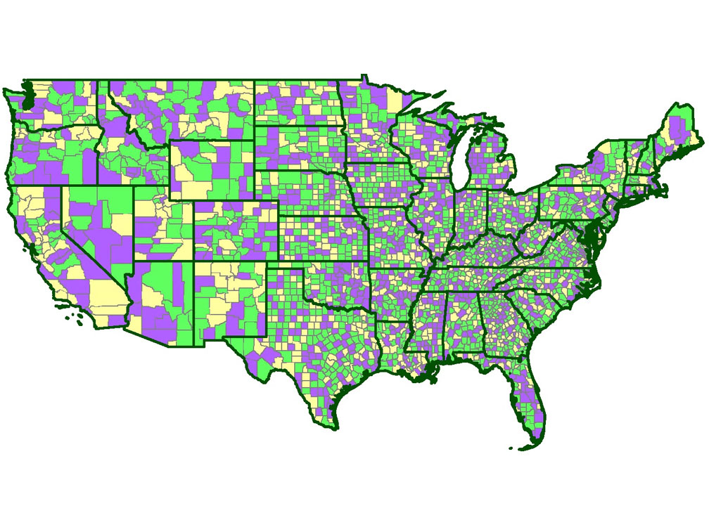 Map of national Urgent Care coverage by county